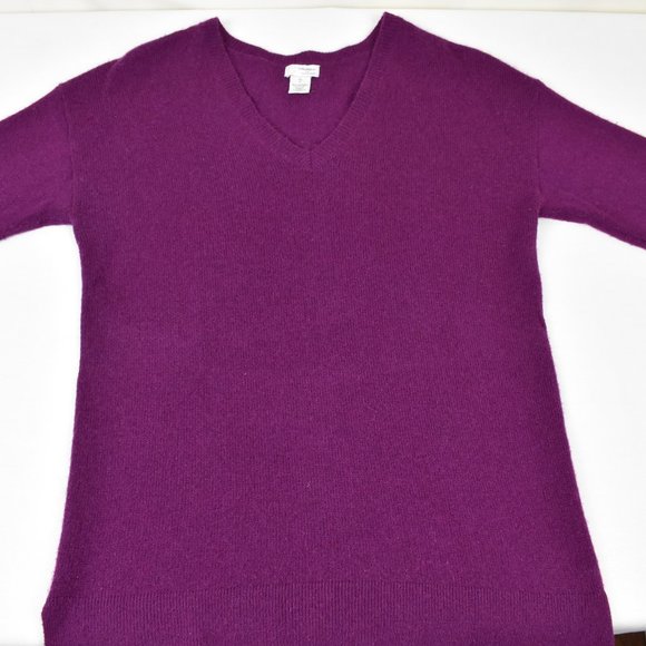 HALOGEN Sweater XS P Burgundy V neck Long Sleeve CASHMERE - Picture 2 of 5